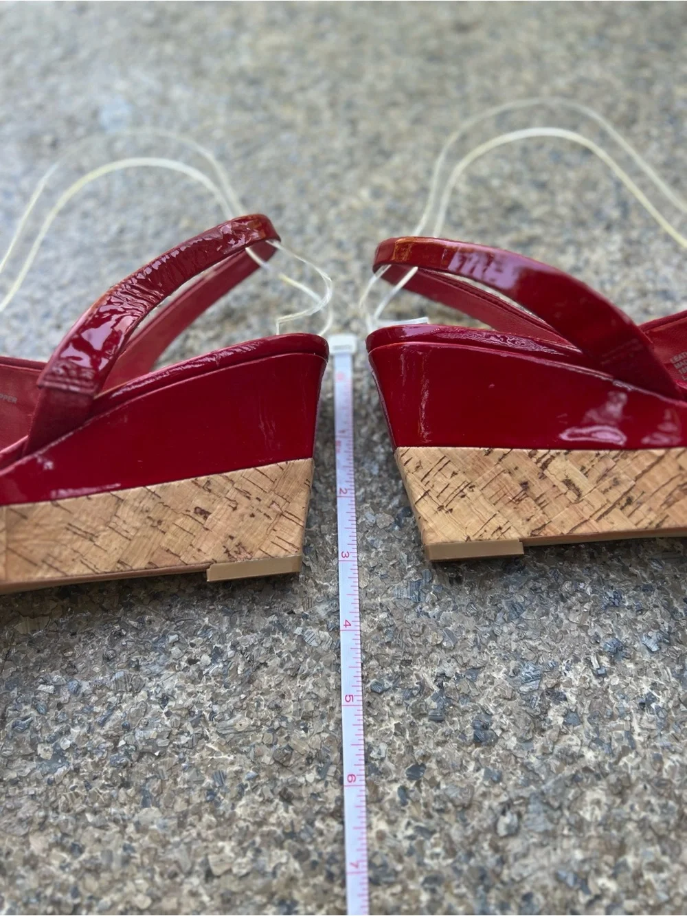 FRANCO SARTA Red Patent Leather & Canvas Slingback Wedges-size 7